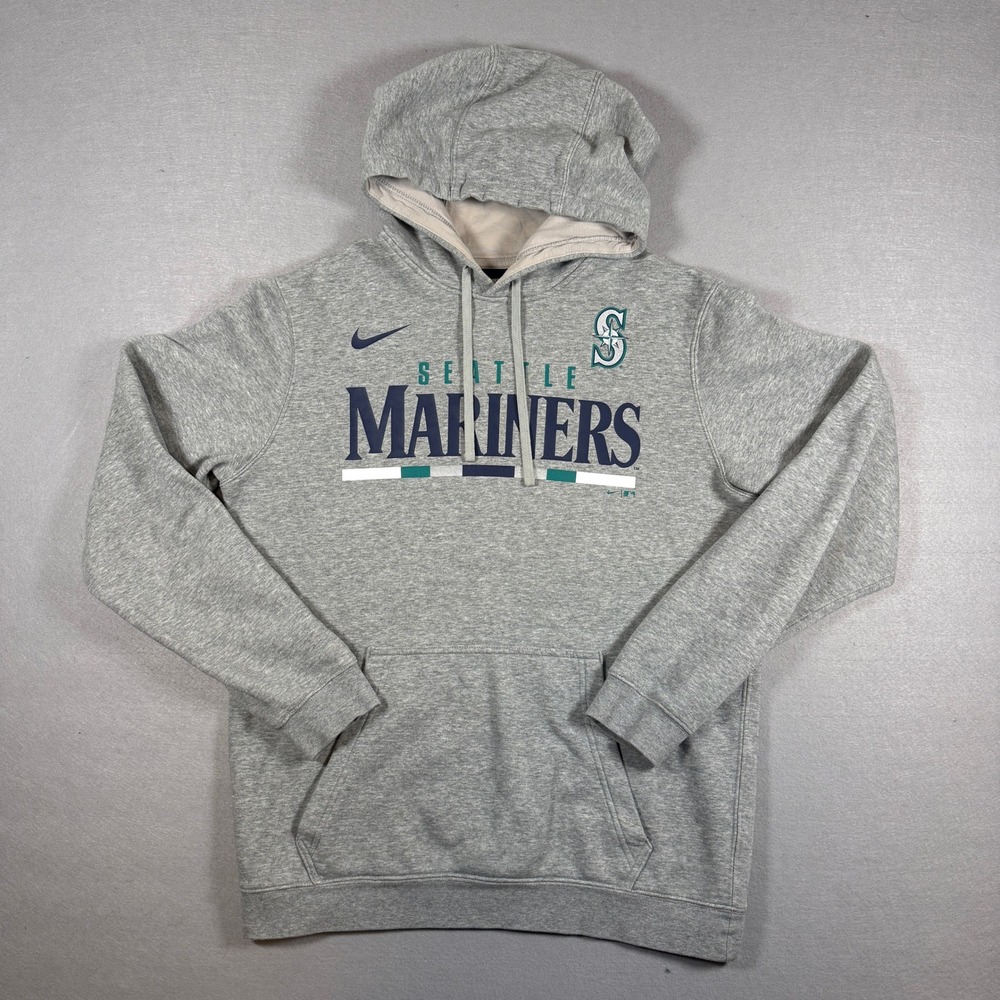 Nike Seattle Mariners Hoodie Mens M Gray Pullover MLB Baseball Sweatshirt‎ Logo